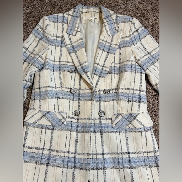 VERONICA BEARD Beacon PLAID Dickey Jacket White Blue Womens Blazer - Picture 5 of 9